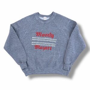 Vintage 80s Mostly Mozart Music Notes Sweatshirt Gray Size XL Sportswear Tag